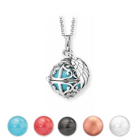 Sølvsmykke Englehviskeren 14x14mm med klang kule, flere farger Sølvsmykke Englehviskeren 14x14mm med klang kule, flere farger