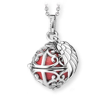 Sølvsmykke Englehviskeren 20x20 mm, med rød klangkule - 77720rød Sølvsmykke Englehviskeren 20x20 mm, med rød klangkule - 77720rød