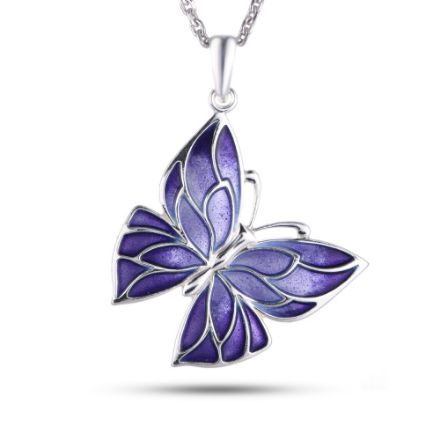 Smykke i sølv Sommerfugl, gul  glassemalje. AMORIN- 840318 Smykke i sølv Sommerfugl, gul  glassemalje. AMORIN- 840318