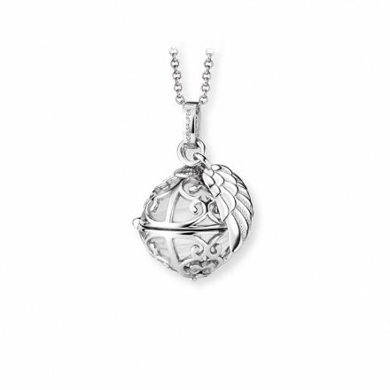 Sølvsmykke Englehviskeren 14x14 mm, med hvit klangkule Sølvsmykke Englehviskeren 14x14 mm, med hvit klangkule