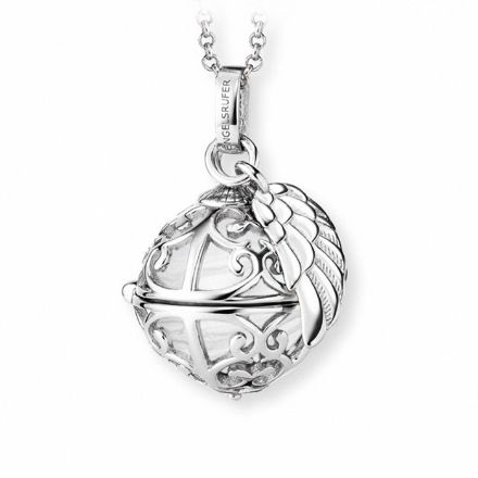 Sølvsmykke Englehviskeren 20x20 mm, med hvit klangkule Sølvsmykke Englehviskeren 20x20 mm, med hvit klangkule