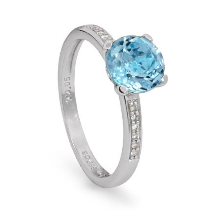 Diamantring  i hvitt gull med topas & 0,05 ct W-Si -573040 Diamantring  i hvitt gull med topas & 0,05 ct W-Si -573040