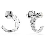 Swarovski øredobber Matrix hoop earrings Crystal pearl, Round cut, White, Rhodium plated - 5692260