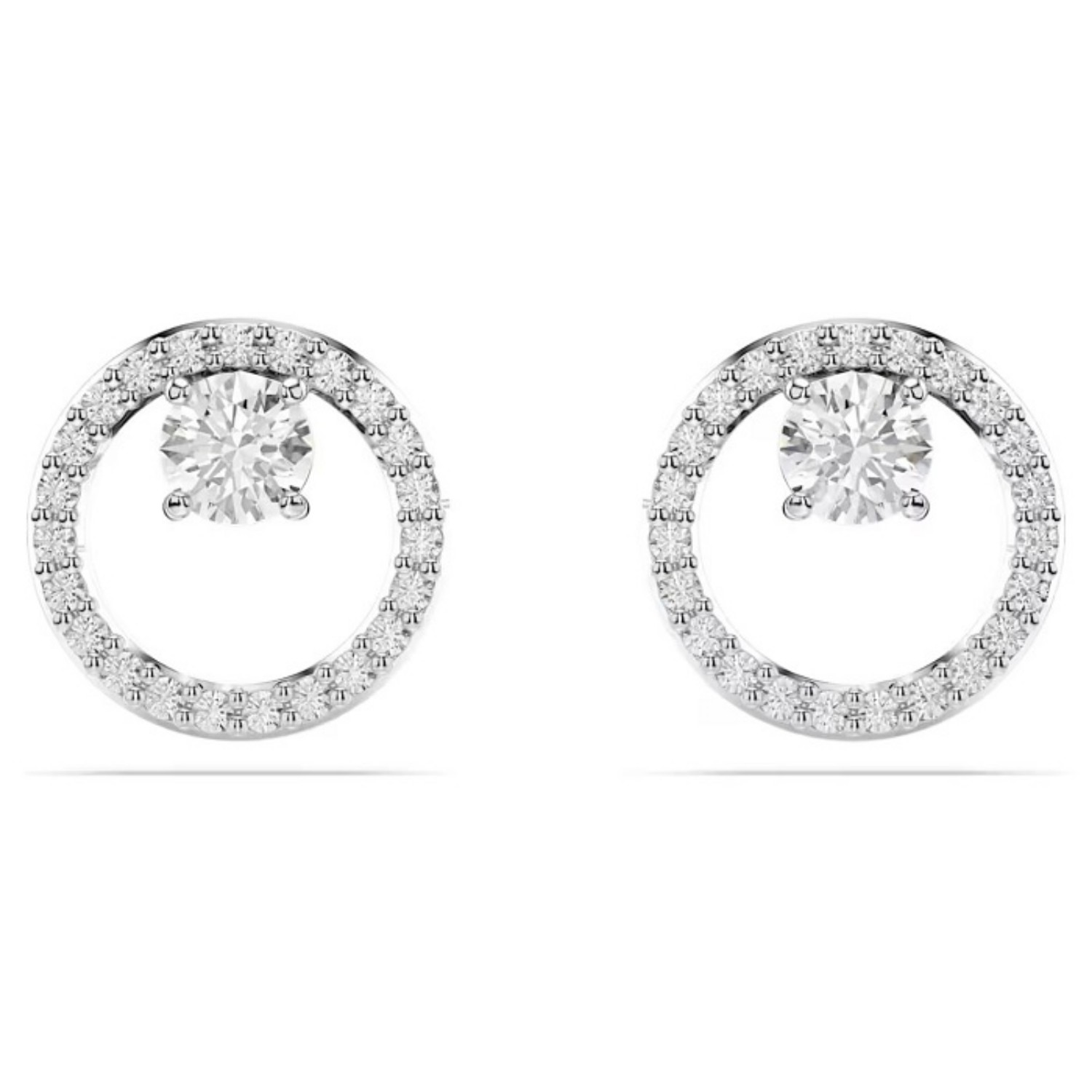 Swarovski øredobber Constella stud earrings Round cut, White, Rhodium plated - 5692262