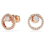 Swarovski øredobber Constella stud earrings Round cut, White, Rose gold-tone plated - 5692263