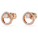 Swarovski øredobber Constella stud earrings Round cut, White, Rose gold-tone plated - 5692263