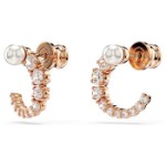 Swarovski øredobber Matrix hoop earrings Crystal pearl, Round cut, White, Rose gold-tone plated - 5692264