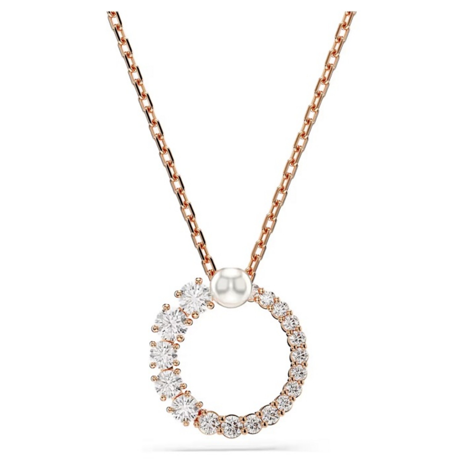 Swarovski smykke Matrix pendant Crystal pearl, Round cut, White, Rose gold-tone plated - 5692265