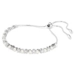 Swarovski armbånd Matrix bracelet Crystal pearl, Round cut, White, Rhodium plated - 5689633