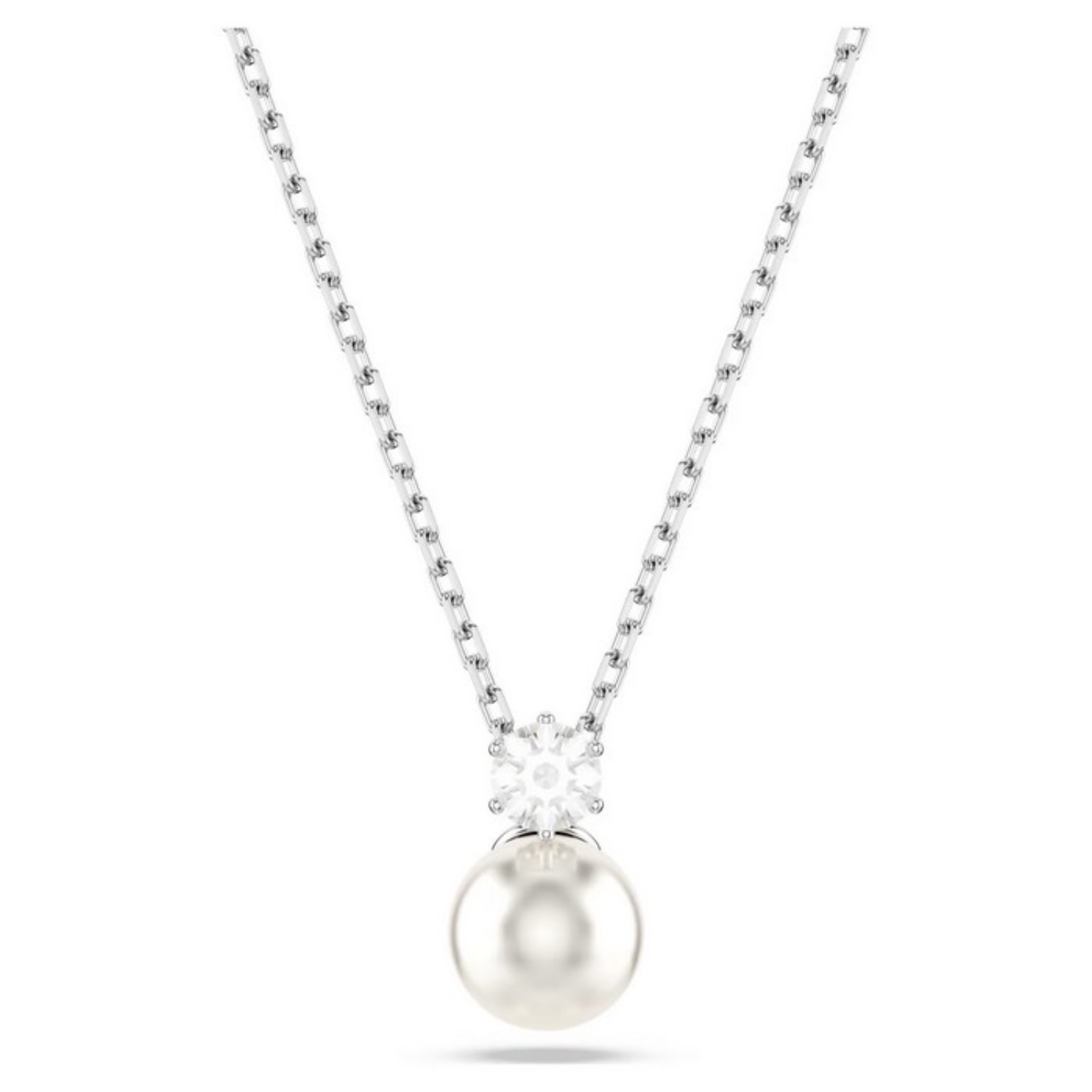 Swarovski smykke Matrix Crystal pearl, Round cut, White, Rhodium plated - 5693897