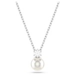 Swarovski smykke Matrix Crystal pearl, Round cut, White, Rhodium plated - 5693897