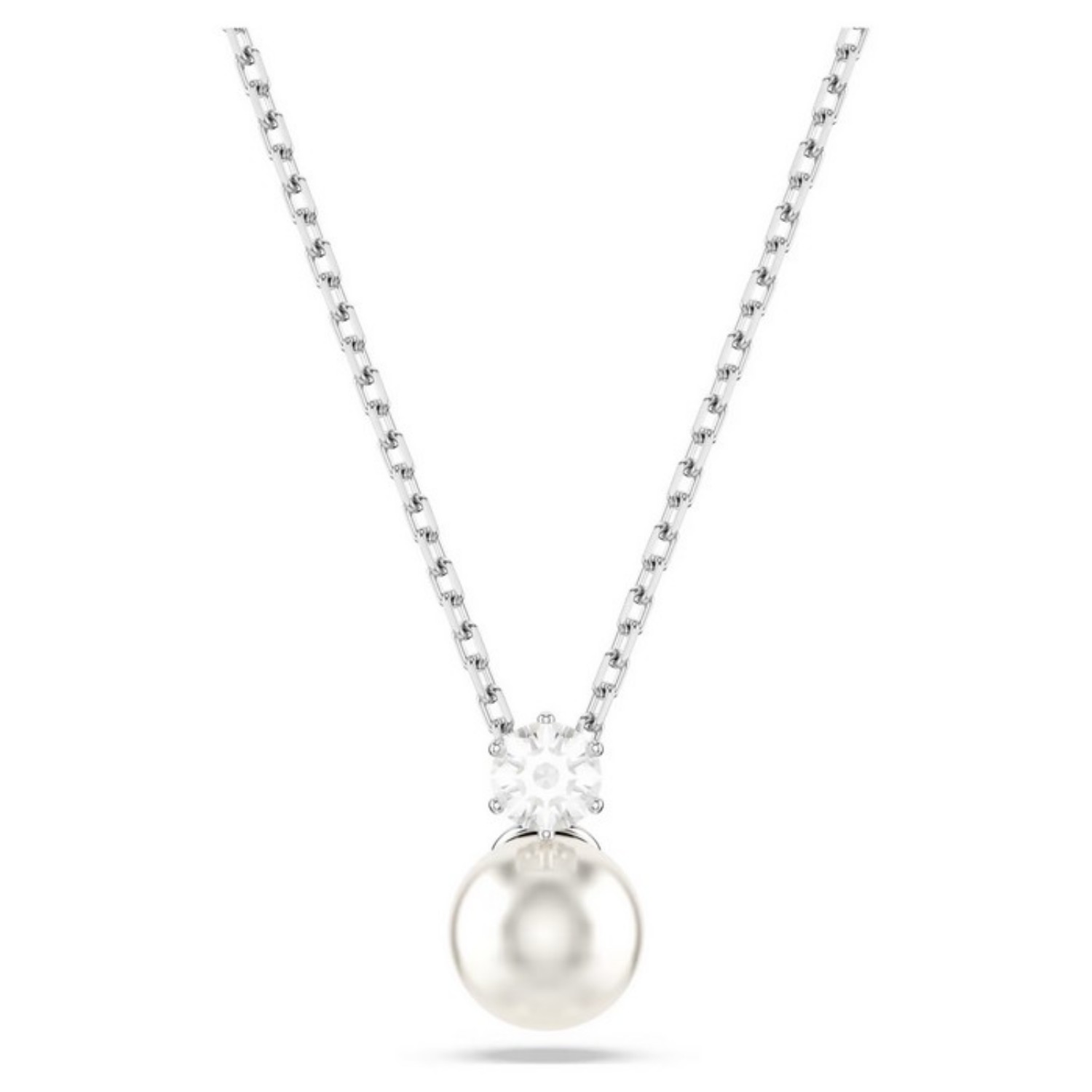 Swarovski smykke Matrix Crystal pearl, Round cut, White, Rhodium plated - 5693897