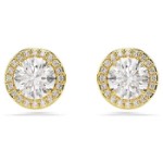 Swarovski øredobber Una stud earrings Round cut, Gold tone, Gold-tone plated - 5686637