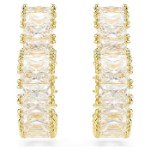 Swarovski øredobber  Matrix hoop earrings Baguette cut, Heart, Small, White, Gold-tone plated - 5693512