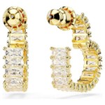 Swarovski øredobber  Matrix hoop earrings Baguette cut, Heart, Small, White, Gold-tone plated - 5693512