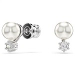 Swarovski øredobber  New Matrix stud earrings Crystal pearl, Round cut, White, Rhodium plated - 5694225