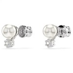 Swarovski øredobber  New Matrix stud earrings Crystal pearl, Round cut, White, Rhodium plated - 5694225