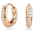 Swarovski øredobber Matrix hoop earrings Round cut, White, Rose gold-tone plated - 5690669