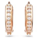 Swarovski øredobber Matrix hoop earrings Round cut, White, Rose gold-tone plated - 5690669