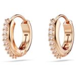 Swarovski øredobber Matrix hoop earrings Round cut, White, Rose gold-tone plated - 5690669