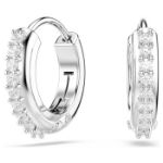 Swarovski øredobber Matrix hoop earrings Round cut, White, Rhodium plated - 5690670