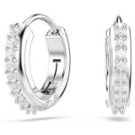 Swarovski øredobber Matrix hoop earrings Round cut, White, Rhodium plated - 5690670