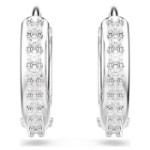 Swarovski øredobber Matrix hoop earrings Round cut, White, Rhodium plated - 5690670