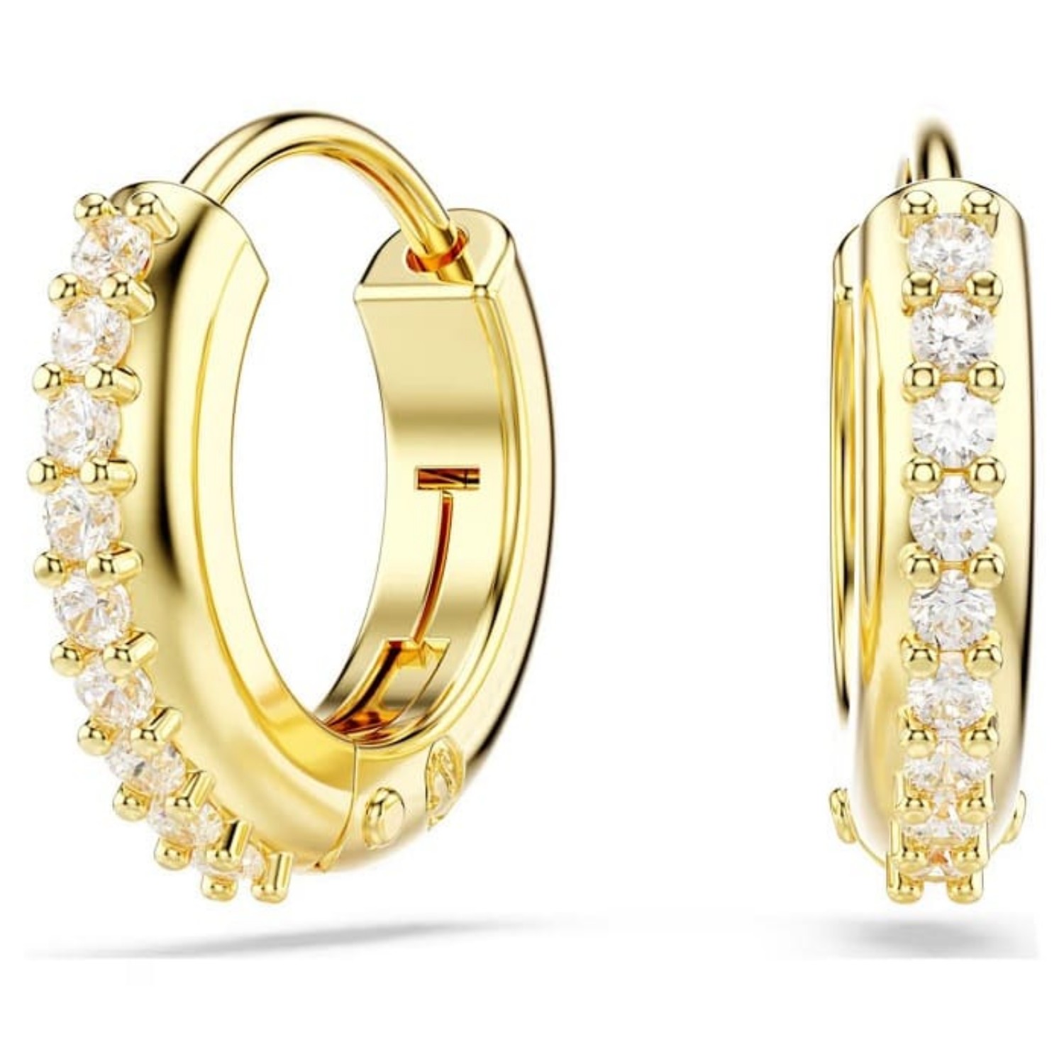 Swarovski øredobber Matrix hoop earrings Round cut, White, Gold-tone plated - 5697228