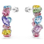 Swarovski øredobber Gema hoop earrings Asymmetrical design, Mixed cuts, Small, Multicolored, Rhodium plated - 5692412