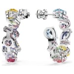 Swarovski øredobber Gema hoop earrings Asymmetrical design, Mixed cuts, Small, Multicolored, Rhodium plated - 5692412