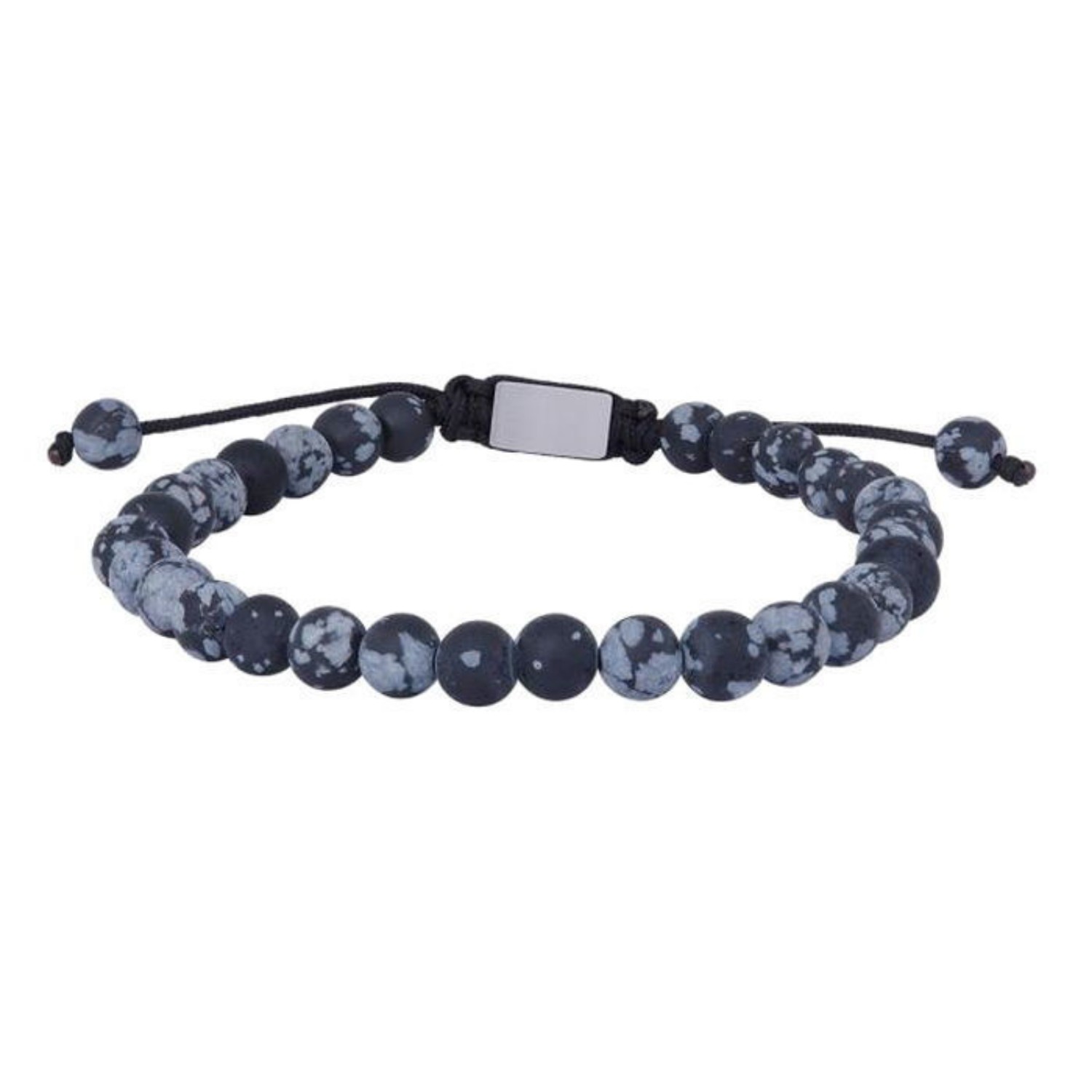 Herrearmbånd matt snowflake obsidian, 19-25 cm. SON of NOA - 89800321