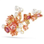 Swarovski smykke Gema brooch Crystal pearl, Mixed cuts, Flower, Pink, Gold-tone plated - 5688478