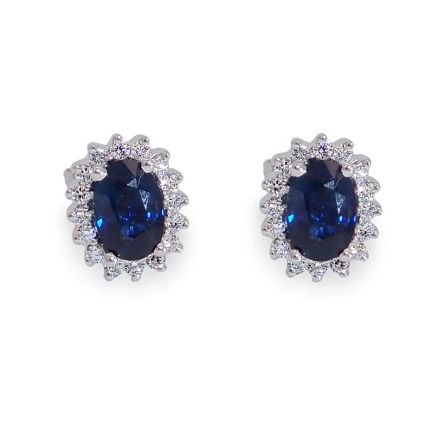 Diamantøredobber i gull 14 kt med 0,21 ct TW-SI og safir - coc3070784sf Diamantøredobber i gull 14 kt med 0,21 ct TW-SI og safir - coc3070784sf