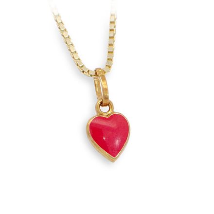 Gullsmykke rød hjerte i 14kt gull - 1810251 Gullsmykke rød hjerte i 14kt gull - 1810251