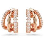 Swarovski øredobber Hyperbola hoop earrings Mixed cuts, Mini, White, Rose gold-tone plated - 5698702