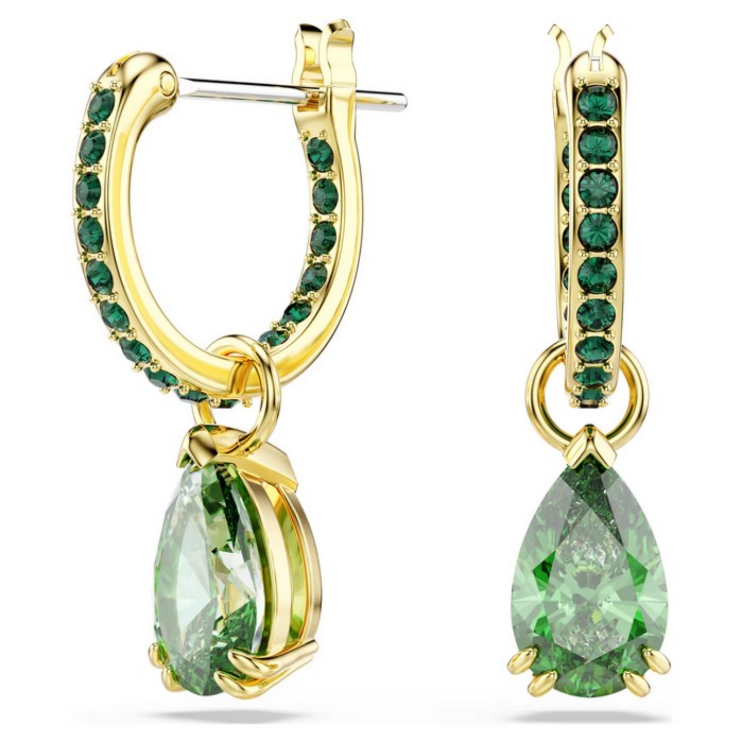 Swarovski øredobber Attract drop earrings Pear cut, Green, Gold-tone plated - 5723564