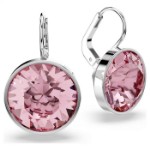 Swarovski øredobber  Bella drop earrings Round cut, Pink, Rhodium plated - 5724290