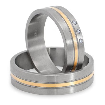 Gifteringer i stål & gult gull, 6 mm. RAUSCHMAYER - 1160021 Gifteringer i stål & gult gull, 6 mm. RAUSCHMAYER - 1160021