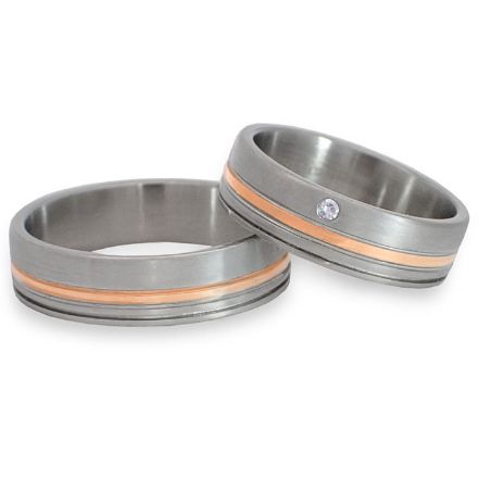 Gifteringer i stål & rødt gull, 6 mm. RAUSCHMAYER - 1160023 Gifteringer i stål & rødt gull, 6 mm. RAUSCHMAYER - 1160023