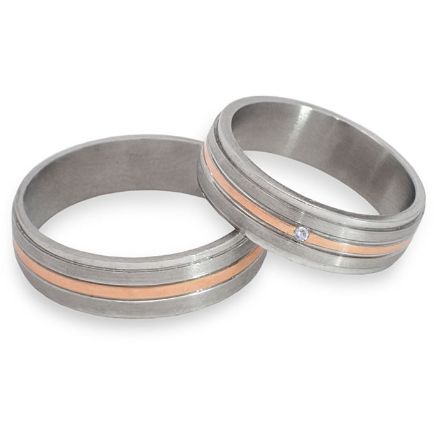 Gifteringer i stål & rødt gull, 6 mm. RAUSCHMAYER - 1160024 Gifteringer i stål & rødt gull, 6 mm. RAUSCHMAYER - 1160024