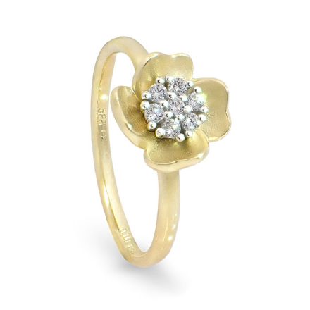 Diamantring i 14kt gult gull med 0,11 ct W-Si - bur538014 Diamantring i 14kt gult gull med 0,11 ct W-Si - bur538014