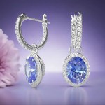 Bilde av Swarovski øredobber Constella drop earrings Oval cut, Blue, Rhodium plated - 5671817