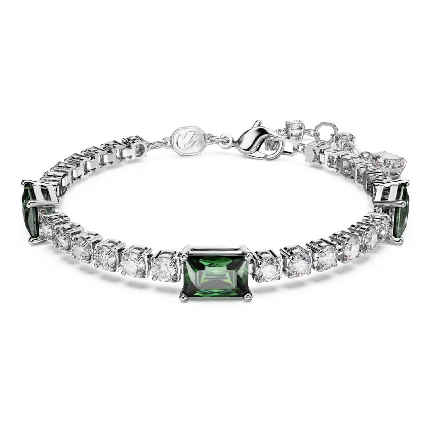 Swarovski armbånd Matrix Tennis Mixed cuts, Green, Rhodium plated - 5666422