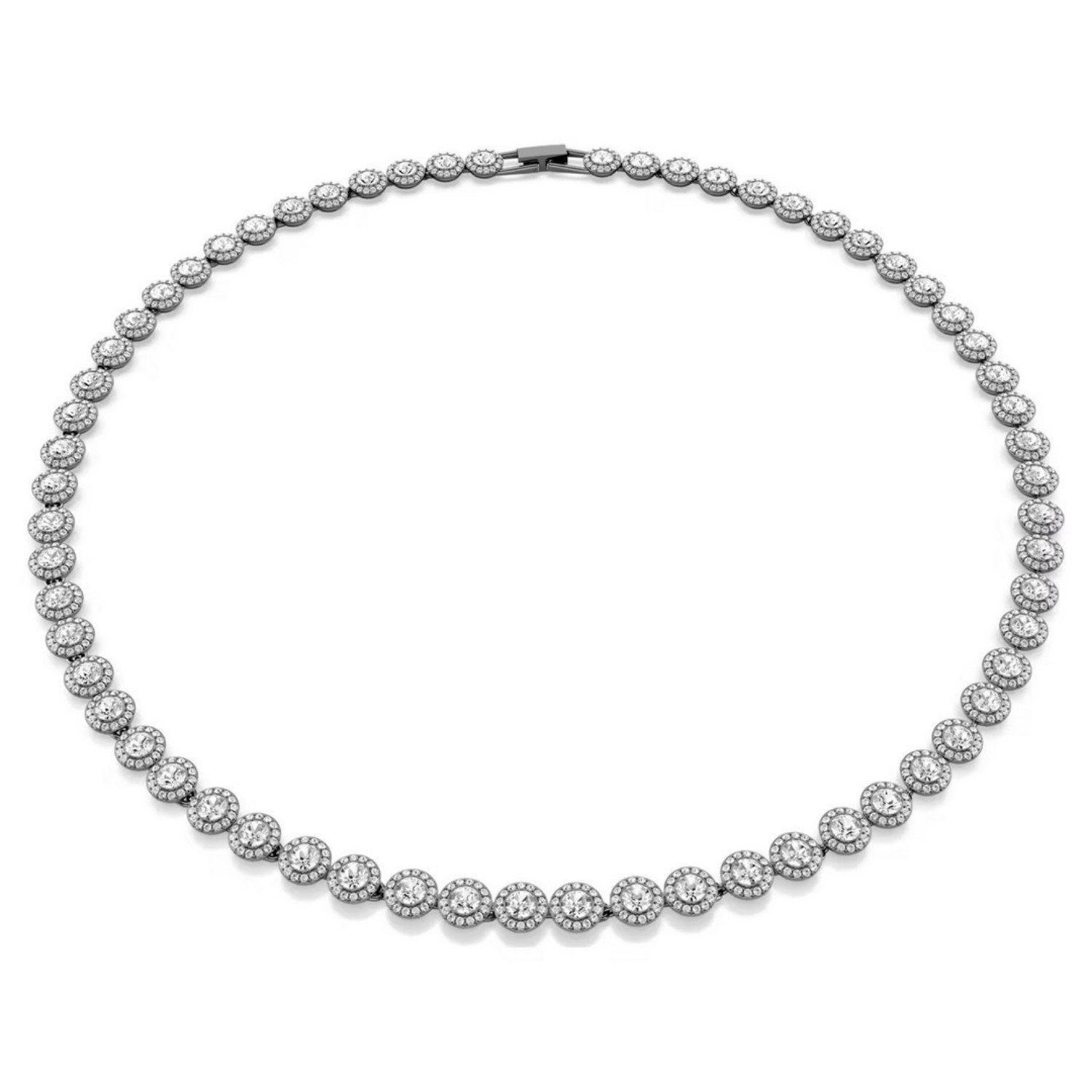 Swarovski collier Una Angelic Round cut, Long, White, Ruthenium plated - 5681057