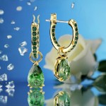 Bilde av Swarovski øredobber Attract drop earrings Pear cut, Green, Gold-tone plated - 5723564