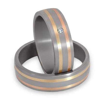 Gifteringer i titan & gult & rosé  gull, 6 mm. RAUSCHMAYER - 11505320 Gifteringer i titan & gult & rosé  gull, 6 mm. RAUSCHMAYER - 11505320