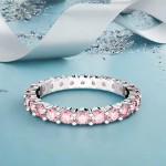 Swarovski Matrix ring Round cut, Pink, Rhodium plated - 5658856