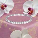 Swarovski armbånd Matrix Tennis bracelet Round cut, White, Rhodium plated - 5648937