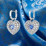 Swarovski øredobber Hyperbola drop Heart, Blue, Rhodium plated - 5680392