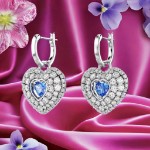 Swarovski øredobber Hyperbola drop Heart, Blue, Rhodium plated - 5680392